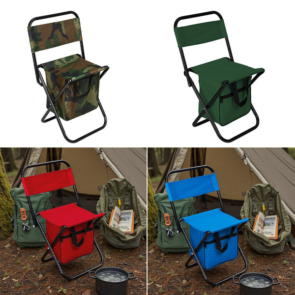 1PC Folding Chair with Storage, Foldable Fishing Seat Lightweight Chair, Portable Chair Home, Small/Large More Colors