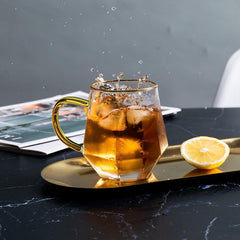 10 Oz Clear Glass Espresso Cups Set of 2/4 Coffee Cups with Handle Crystal Coffee Mug Borosilicate Heat Resistant for Liquor Tea Beverages Milk Latte Cappuccino