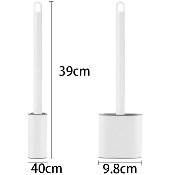 2pcs Toilet Brush, 2 Pack Bathroom Silicone Toilet Brushes and Holder Sets Flat Toilet Brush with Long Handle, Quick Drying Loo Brush and Holder for Bathroom, Base Flooring/Wall Mounted, White