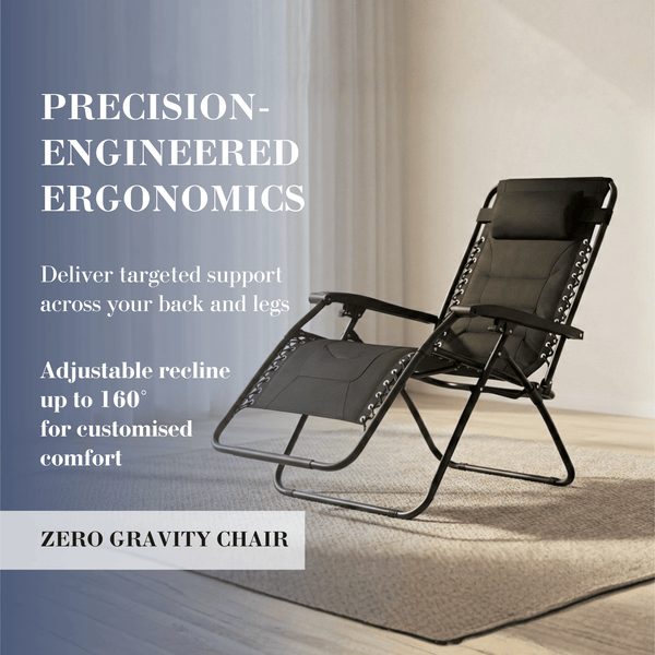 Ultimate Outdoor Lounge Chairs – Set of 2, XXL Padded Folding Zero Gravity Recliners with Cup Tray & Adjustable Headrest, 160° Lockable Patio & Camping Chairs