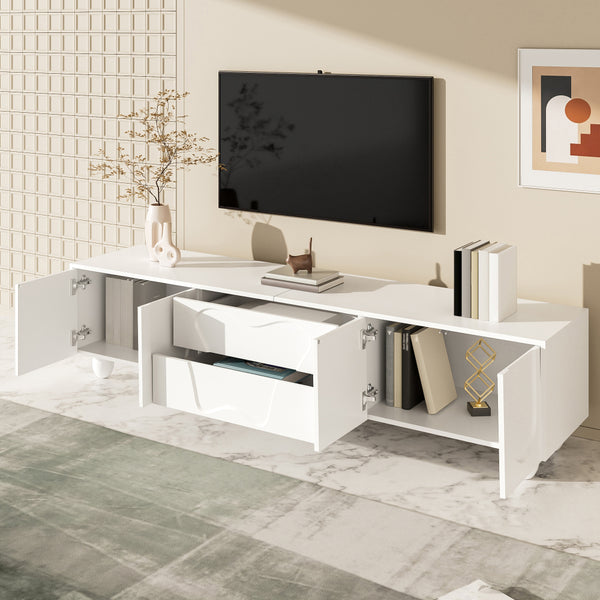 180cm Modern TV Stand for TVs up to 65 inches, Storage TV Cabinet with Solid Wood Legs, Black PB Board Entertainment Center for Living Room, Bedroom, Home Office - Scratch-Resistant, Spacious Shelves for Media Players & Game Consoles, Easy Assembly