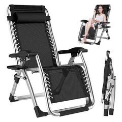 NEW Zero Gravity Chair Reclining Sun Lounger Outdoor Garden Folding Adjustable