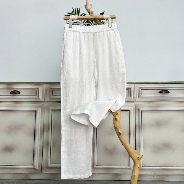 Women's Comfortable Straight-leg Pants - Lightweight Summer Casual Trousers, Wide-leg, Loose-fit, Breathable Straight-leg Pants