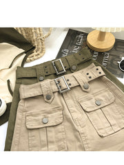 Women's High Waist Cargo Skort with Belt & Built-In Shorts - -Line Mini Skirt, Belted Waistband, Machine Washable Short Length Suitable for,, Casual Attire - Casual Streetwear Outfits