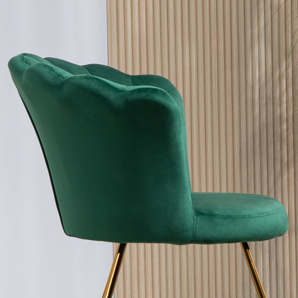 Modern Armchair, Velvet Tufted Accent Chair with Lotus Backrest, Occasional Chair with Steel Legs for Living Room, Bedroom