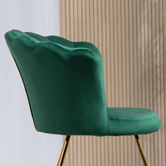Modern Armchair, Velvet Tufted Accent Chair with Lotus Backrest, Occasional Chair with Steel Legs for Living Room, Bedroom