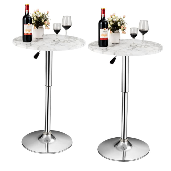 GOFLAME 2pcs Modern Bar Table Multifunctional Round Pub Table-White