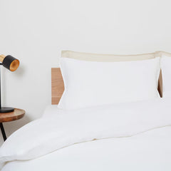 Panda Bamboo & French Linen White Duvet Cover Set in 3 Sizes