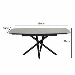Indus Valley Skylar Ceramic Extending Dining Table + 6 Taupe Chairs, Seats 6-8