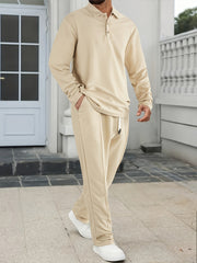 Men's 2pcs Set: Long-Sleeve Shirt and Drawstring Pants - Clean, Comfortable, Breathable