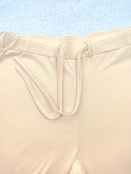 European and American Spring/Summer New Fashion Women's Bottoms: Flared Straight-Leg Pants with Classic English Text Print, Daily Casual Butt-Lifting Peach Butt Long Pants, Three-Piece Set