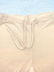 European and American Spring/Summer New Fashion Women's Bottoms: Flared Straight-Leg Pants with Classic English Text Print, Daily Casual Butt-Lifting Peach Butt Long Pants, Three-Piece Set