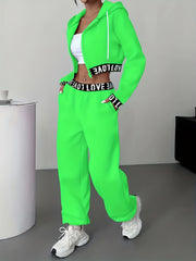 Women'S Autumn And Winter Fashion Two-Piece Set, Featuring a Loose Zip-Up Hoodie And Matching Sweatpants