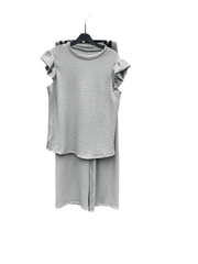 Women'S Textured Cheesecloth Frill Sleeve Top Trouser 2pcs Co Ord Loungewear Set