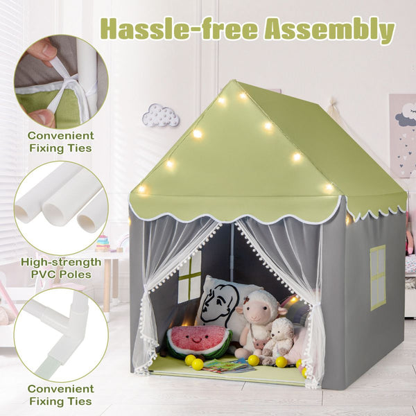 Large Kids Play House with Washable Mat and Star Lights