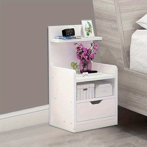Modern Wooden Bedside Table with Drawer | Multifunctional Storage Cabinet for Bedroom, Bathroom, Living Room & Hallway | Compact Design 60x32.5x25.5cm