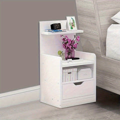 Modern Wooden Bedside Table with Drawer | Multifunctional Storage Cabinet for Bedroom, Bathroom, Living Room & Hallway | Compact Design 60x32.5x25.5cm