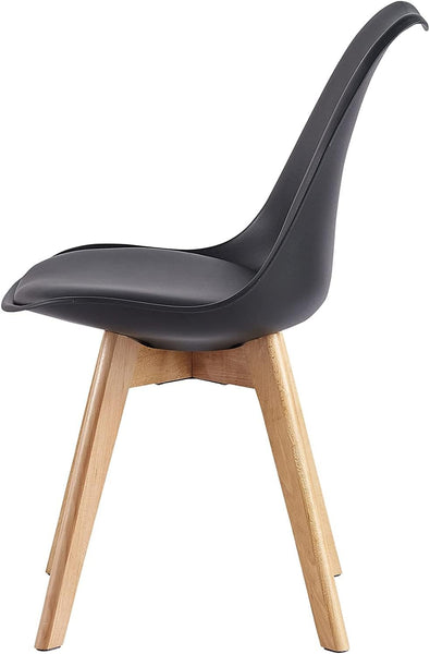 mcc direct Set of 2 Dining Chairs Wooden Legs Soft Cushion Pad Stylish DELUXE Retro Lounge Dining Office EVA