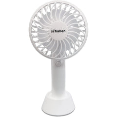 Schallen White Small Powerful Hand Held Travel Fan Mini Portable Handheld Fan USB Rechargeable Battery Powered Electric Travel Cooling Fan Lightweight Personal Pocket Fan with 3 Speed Settings Quiet Operation 1200mAh Long Battery Life Summer Cooling Fan f
