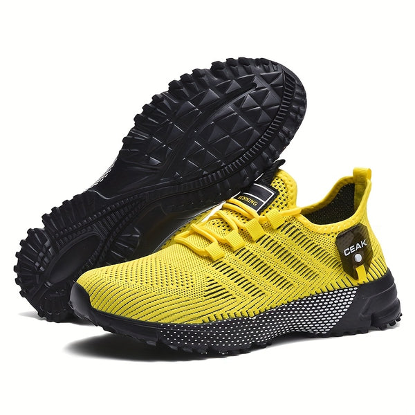 Men'S Breathable Mesh Sneakers - Lightweight Low-Top Training Shoes with EVA Cushioning, & Red Accents for Running, Hiking, Gym & Casual Wear - All-Season Comfort, Hiking Footwear, Sleek Sporty Design, Durable Traction Footwear
