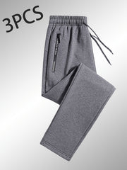 3-Pack Men'S Casual Sports Straight Leg Pants | Loose Fit, Ideal for Gym Training, Holiday Outings, and Outdoor Activities, All-Season, Drawstring Closure, Fiber