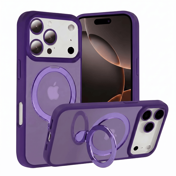 TECH SENSE Magnetic Case for iPhone with Stand, Compatible with MagSafe, Foldable Stand, Full Camera Lens Protection, Scratch-Resistant Translucent Matte Shockproof Phone Cover