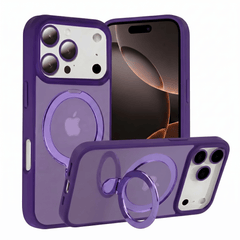 TECH SENSE Magnetic Case for iPhone with Stand, Compatible with MagSafe, Foldable Stand, Full Camera Lens Protection, Scratch-Resistant Translucent Matte Shockproof Phone Cover