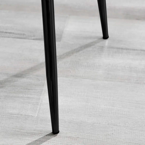 Industrial Design White & Grey Marble Effect Melamine Dining Table and 2 Velvet Dining Chairs