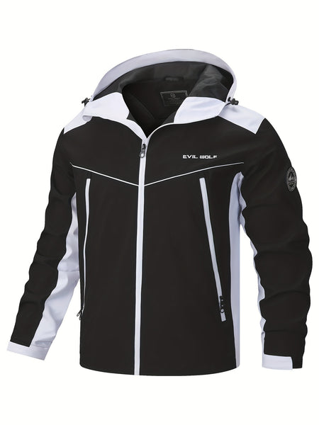Men's Patchwork Slim-fit Jacket, Suitable for Spring and Autumn Wear, Men's Long-zipper Large-pocket Varsity-style Jacket