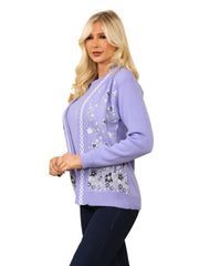Ladies Twin Set Floral Sweater Womens Knitted Tank Top Cardigan Jumper