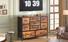 Stylish Large 9 Drawers Dresser with Durable Metal Frame, Scratch-Resistant MDF Top, And Spacious Fabric Drawers - Tall Chest Of DrawersPerfect for Elegant Bedroom, Cozy Living Room Or Functional Office Use