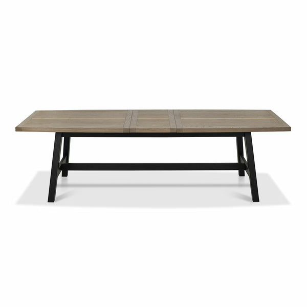 Bentley Designs Camden Weathered Oak & Peppercorn Extending Dining Table, Seats 6-8