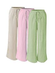 Women's Three-piece Elegant Casual Wide-leg Trousers, Straight Leg Design, Suitable for All Seasons, Adult Fit, All-season Trousers, Loose Fit, Comfortable and Flattering.