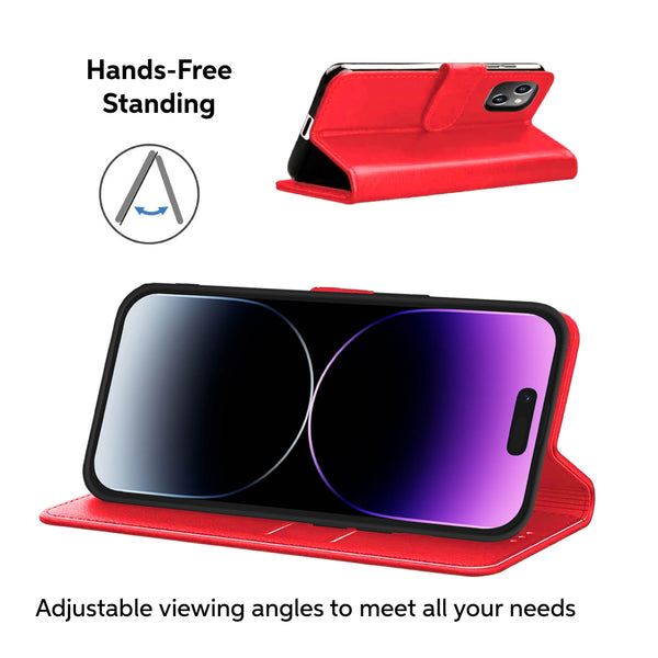 Luxury Case for iPhone 16 Pro Max Plus, 15 Pro Max Plus, 14 Pro Max Plus, 13 Pro Max mini, 12 Pro Max Mini, 11 Pro Max XS MAX XS X SE 8 Plus 7 Plus 6 6S PlusLeather Phone Case Cover, PU Faux Leather Wallet Book Folio Flip Magnetic Shockproof Case with Car