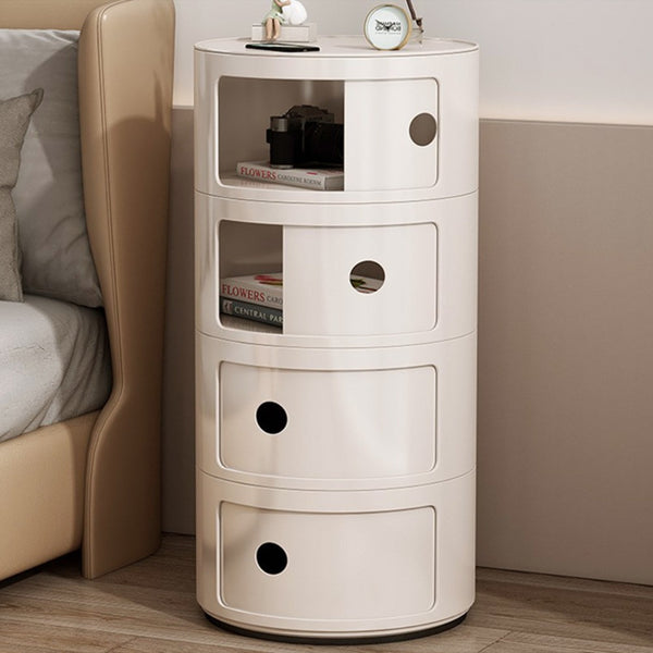 Transport Round Cabinet with Sliding Doors, Multi-Tiered Round Storage Unit
