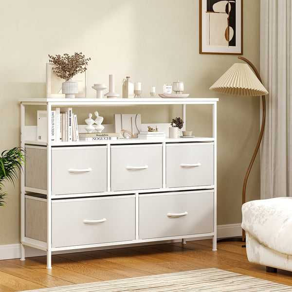 A Multi-functional Bedroom Furniture Piece Featuring A 5-drawer Dresser, TV Stand, Large Storage Cabinet, And A Closet Organizer With Fabric Drawers All Designed For Efficient Storage And Organization In Your Living Space 100x30x80cm