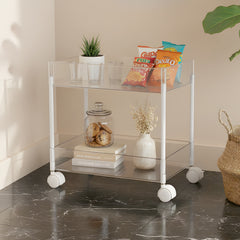 2/3/4-Tier Transparent Storage Cart - Multi-Functional Rolling Organizer with Wheels | for Bathroom, Kitchen, Laundry Room | Snack & Toiletries Holder (Easy Assembly)