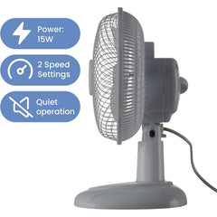 Schallen Grey Mini Table Fan Office Desk Home 6 Inch Small Electric Desk Fan Portable Air Cooling Fan Quiet Mini Desktop Fan with Tilt Function Worktop Office Home Bedroom PC Cooling Fan Compact Lightweight Air Circulator UK Plug Grey Black or White Porta