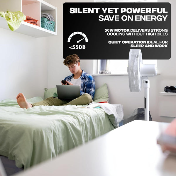 EPISENT 3-in-1 16 Inch Pedestal & Desk Fan with Remote Control – Adjustable Height 65-125cm, 3 Speed Settings, 9H Timer, Oscillating Cooling Fan for Home, Office & Bedroom