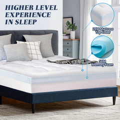 7.62cm (2+1) Luxury Mattress Topper - Dual Layer Design with Cooling Gel, Soft Down Alternative Pillowtop, And Breathable Cover for Pressure , Temperature Regulation, And Ultimate Comfort Support