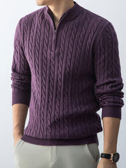 Christmas Gift for Men, New Twist Zipper Collar Pullover Sweater, Autumn And Winter Style, with Velvet, Thickened, Warm And Cold-Resistant, Can Be Worn Inside Or Outside, Casual And Versatile Essential, Knit