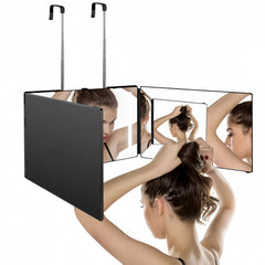 3-Way Hair Cutting Mirror, 360-Degree Viewing Angle Self Haircut Mirror with Clear HD Glass & Plastic Frame, Adjustable Triple Fold Mirror for Seeing Back of Head, Personal Care Beauty Essential