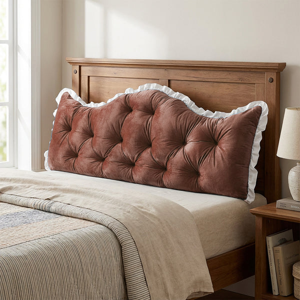 Large Ultra-Soft Comfortable Plush Backrest Pillow, Princess Style Reading Cushion, Neck and Back Support, Luxurious Fashionable Home Style Multifunctional Lace Ruffled Headboard Cushions, Suitable for Bedroom, Living Room, Dorm, Sofa Home Decor, Machine
