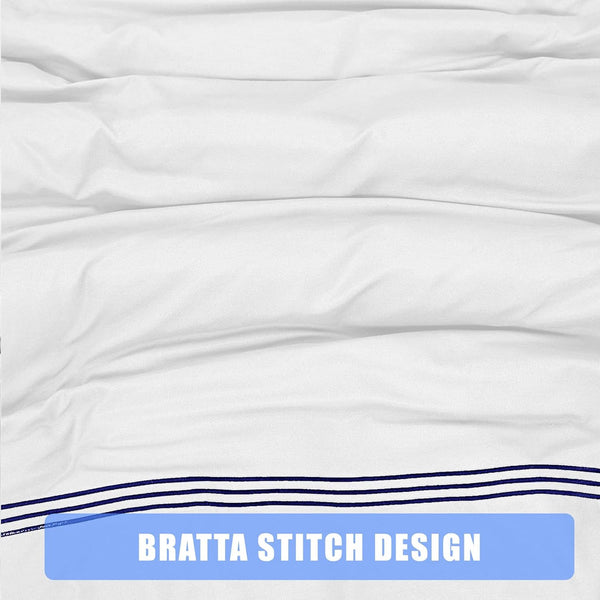My Home Store Polycotton Bratta Duvet Cover Set - Our 3pc Soft stitch Embroidered button closure Quilt cover with matching Embroidered envelop closure Pillowcases | Breathable & Lightweight Duvet cover set