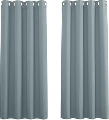 PONY DANCE Grey Blackout Thermal Insulated Curtains for Bedroom, 46 X 54 Inch Short Eyelet Curtains & Drapes, Soft Black Out 2 Panels for Window Living Room/Kitchen