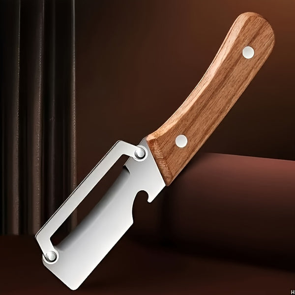 3pcs Heavy-Duty Stainless Steel Peeler with Wooden Handle & Straight Blade - Suitable for Sugarcane, Fruits, Vegetables, for, Commercial Use, Durable Peeling for, Parties, Picnic - Easy Peel Design
