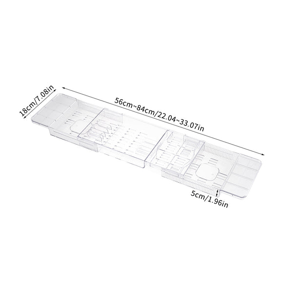 Bathroom Countertop Storage Rack, Practical Shelf, Expandable Bathtub Tray Adjustable Length Clear Bathtub Bridge Rack, Plastic Bath Shelf, Bathroom Accessories Storage, 56.5~80*18*4.5CM