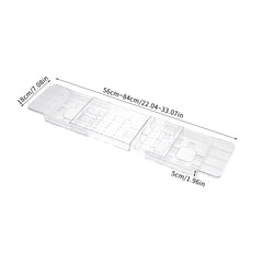 Bathroom Countertop Storage Rack, Practical Shelf, Expandable Bathtub Tray Adjustable Length Clear Bathtub Bridge Rack, Plastic Bath Shelf, Bathroom Accessories Storage, 56.5~80*18*4.5CM