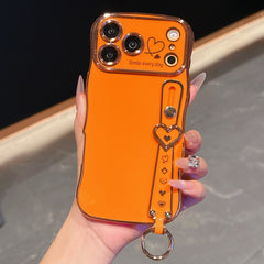 Phone Case - Electroplated Phone Case with a Large Heart-Shaped Window And Wavy Design, Compatible with for Iphone 11 Through 17 Pro Max Plus, Offering Full Coverage And Drop Protection