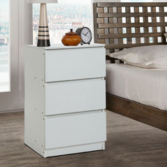 Wooden Slim Bedside Table Narrow Nightstand Side Table with 3 Drawers Storage, Tall Telephone Bedside Cabinets Sofa Side End Tables for Bedroom Small Spaces Living Room, Accent Furniture, White Coffee Tea Table, 32x30x59cm